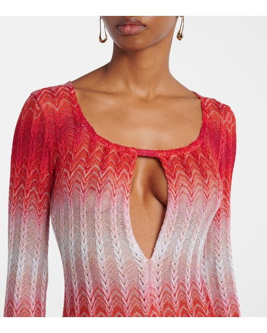 Missoni Red Zig Zag Lame Beach Cover-Up