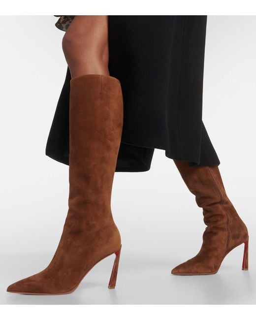 Christian Louboutin Brown Condora Botta 85 Suede Knee-High Boots