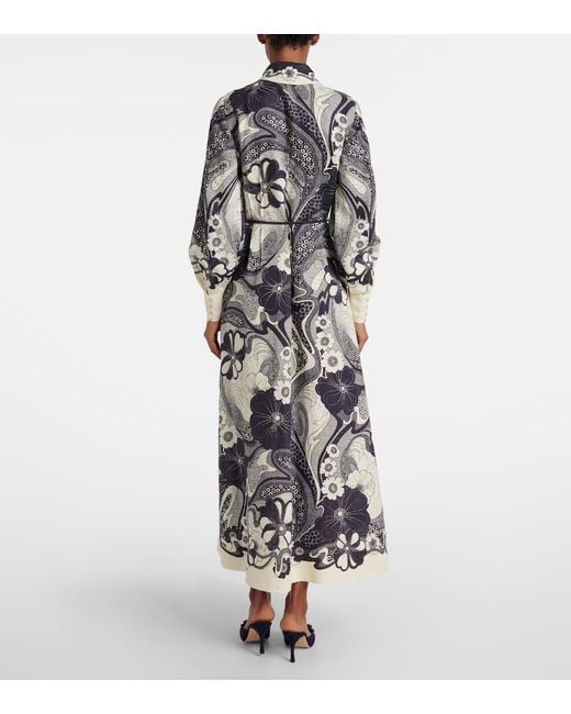 ALÉMAIS White Mickey Printed Linen Shirt Dress