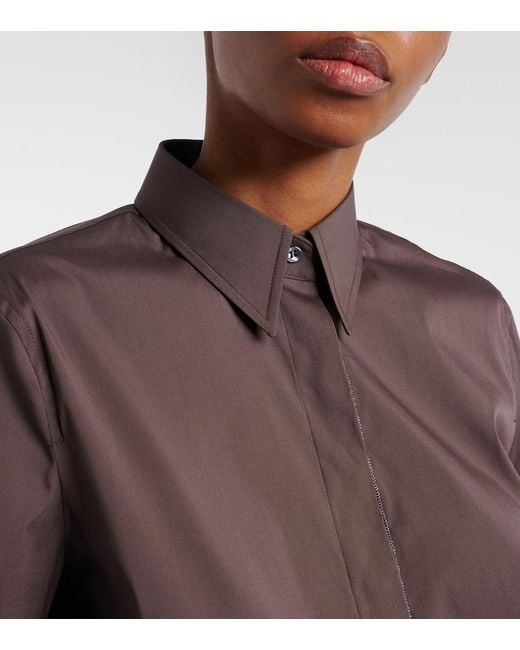 Brunello Cucinelli Brown Monili Cotton-Blend Top