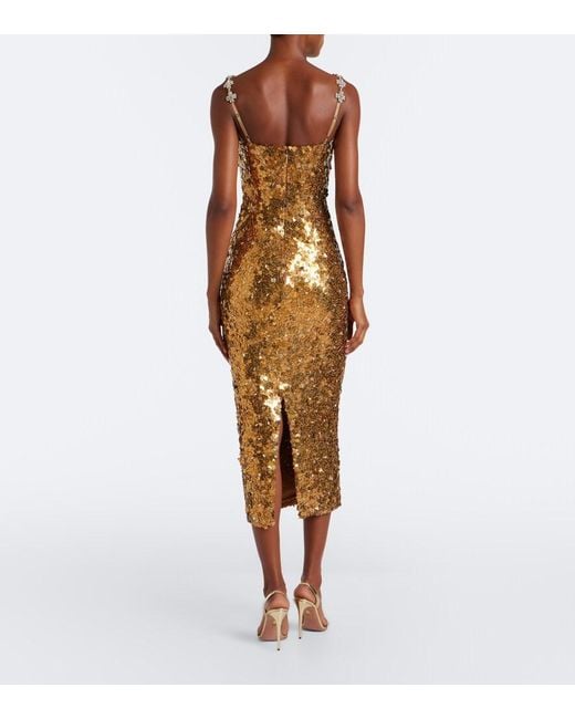 Rachel Gilbert Metallic Karter Sequined Cocktail Dress