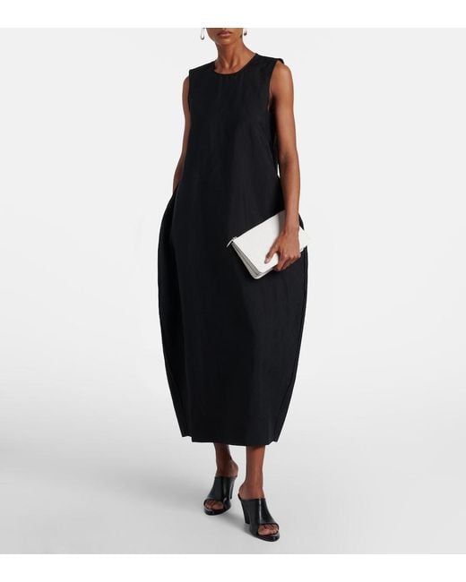 Rohe Black Linen And Silk-Blend Midi Dress