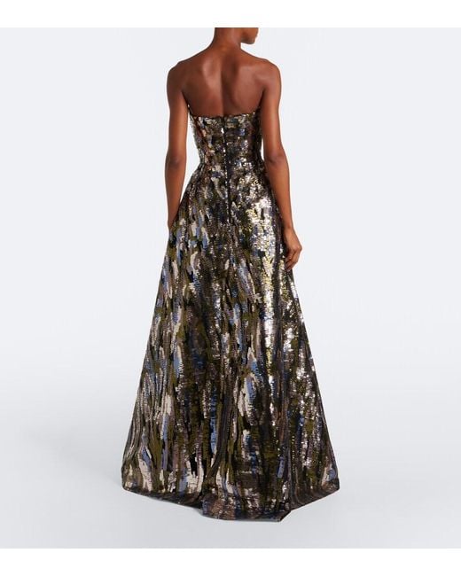 Elie Saab Black Embellished Silk-Blend Bustier Gown