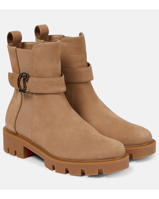 Christian Louboutin Brown Cl Chelsea Suede Ankle Boots