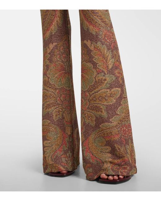 Etro Natural Printed Jersey Flared Pants
