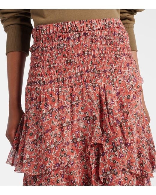Isabel Marant Brigitte Asymmetric Tiered Ruffled Printed Georgette Skirt