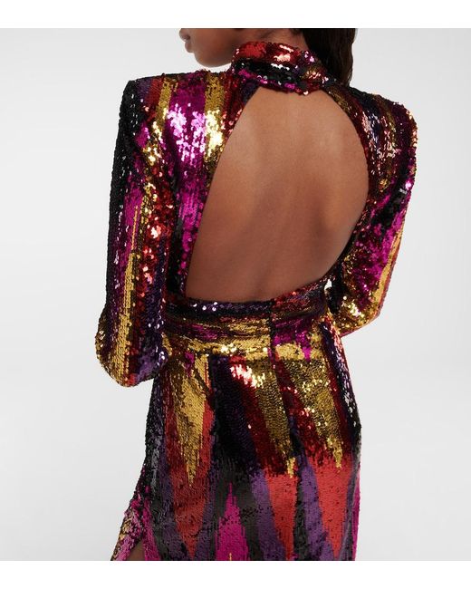 Rebecca Vallance Red Kaia Zig-zag Gown