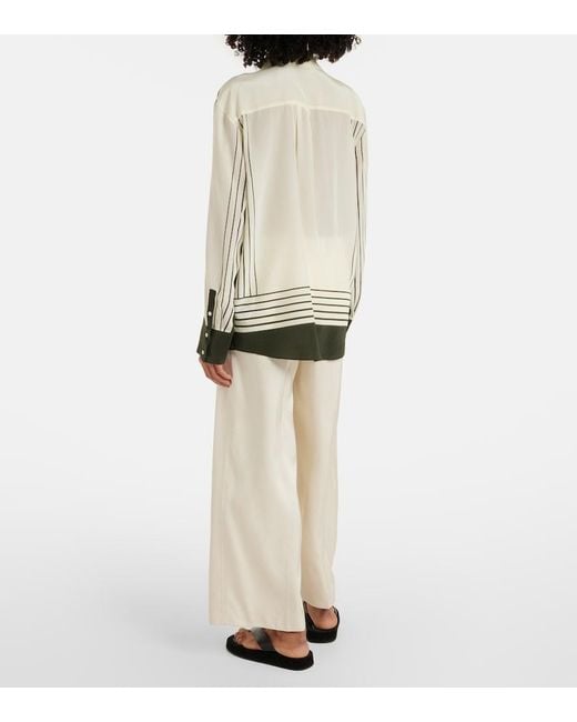 Sir Natural Leilana Striped Silk Crepe De Chine Shirt