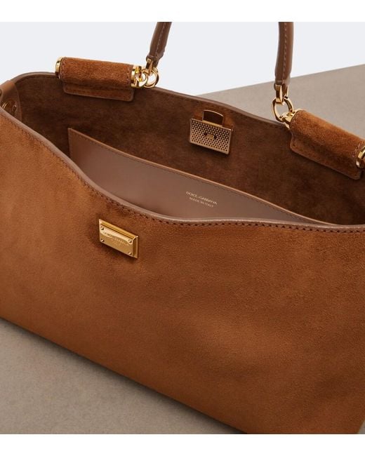 Dolce & Gabbana Brown Vittoria Medium Suede Tote Bag