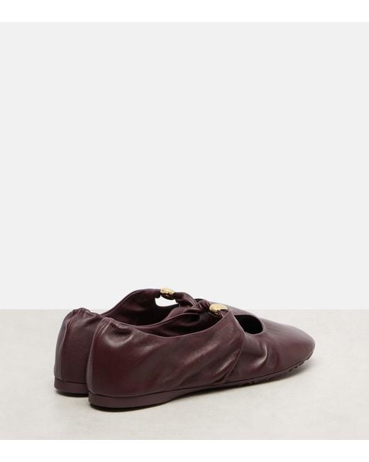 Loewe Brown Pebble Soft Leather Mary Jane Flats