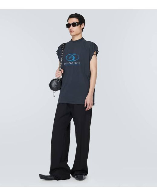 T-shirt in jersey di cotone con stampa di Balenciaga in Blue da Uomo