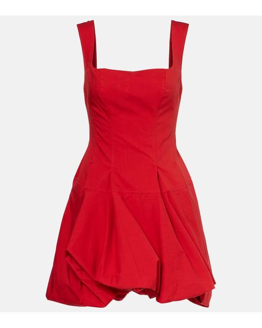 Jonathan Simkhai Red Juni Cotton-Blend Poplin Minidress