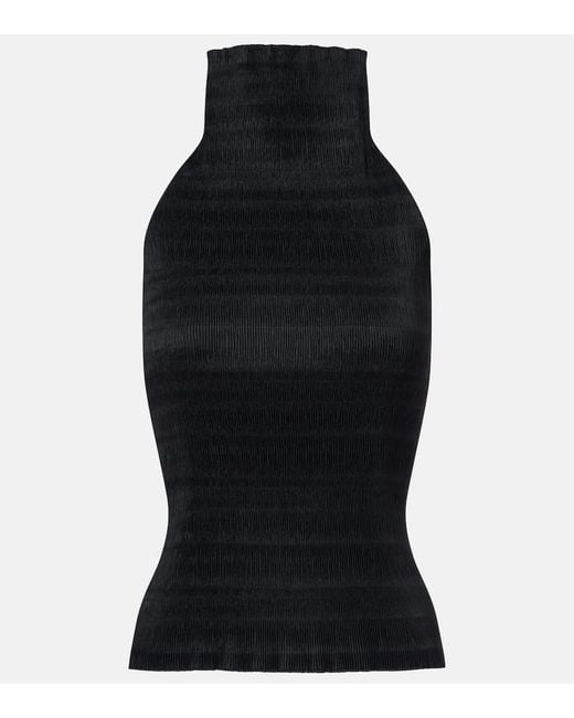 Magda Butrym Black Shirred Turtleneck Top