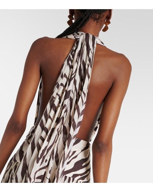 Alexandra Miro White Marie Rose Zebra-Print Cotton Maxi Dress