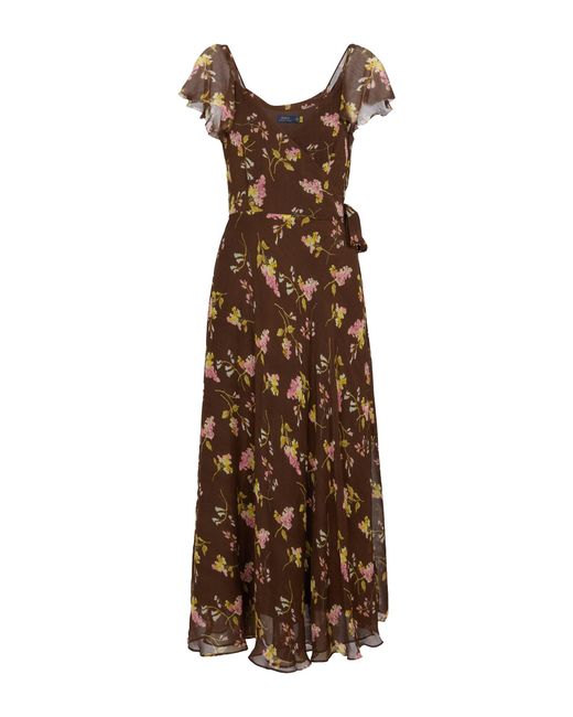 princess polly baby blue dress Polo Ralph Lauren Floral Sleeve Midi Dress in Brown