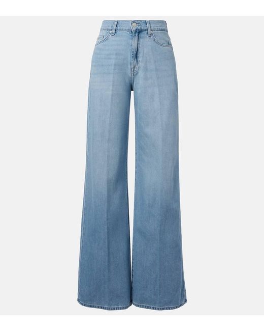 Jeans Lotta A Gamba Larga E Vita Alta di 7 For All Mankind in Blue