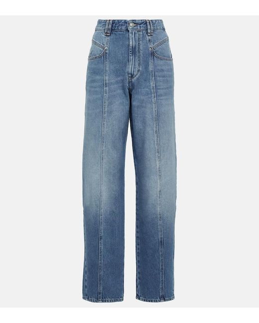 Isabel Marant Blue Vetan High-rise Wide-leg Jeans