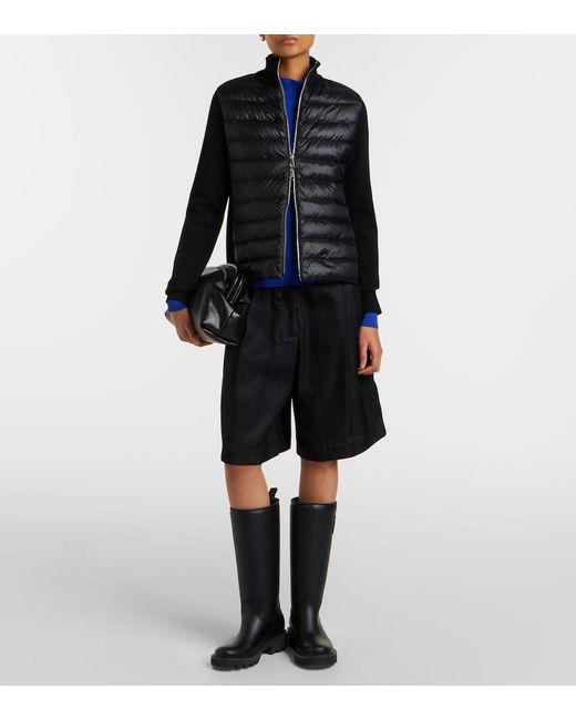 Moncler Black Down-Paneled Virgin Wool Cardigan