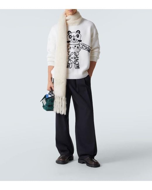 Loewe White X Louis Wain Embroidered Wool Sweater for men