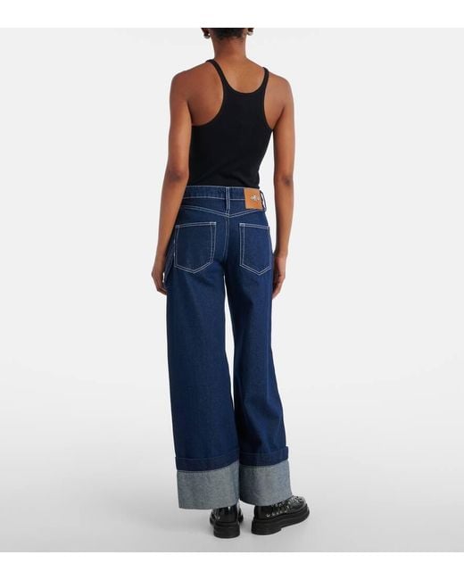 Simone Rocha Blue Straight Jeans Mit Kristallen