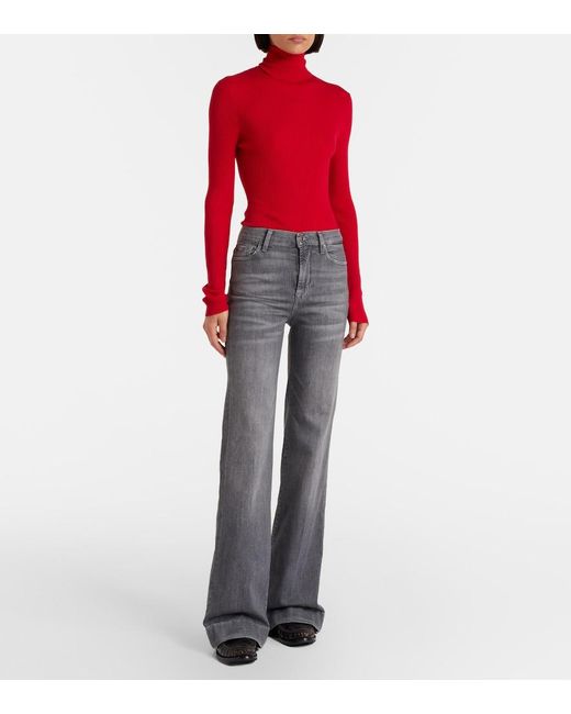 7 For All Mankind Gray Modern Dojo High-Rise Flared Jeans