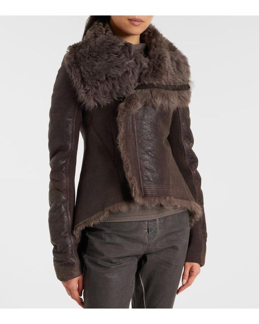 Rick Owens Brown Lederjacke Aus Shearling