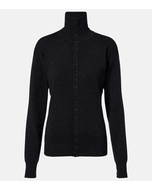 Lemaire Black Turtleneck Wool Cardigan