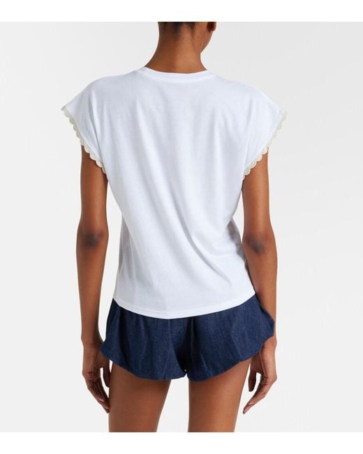 FRAME White The Crochet Cotton Jersey T-Shirt