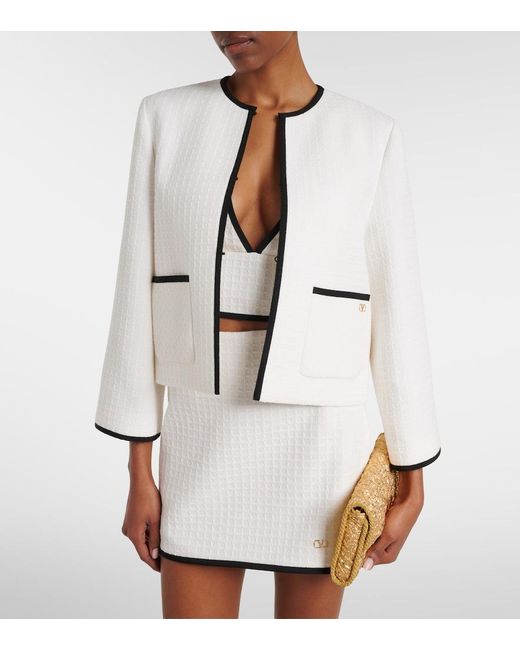 Valentino White Cotton Tweed Jacket