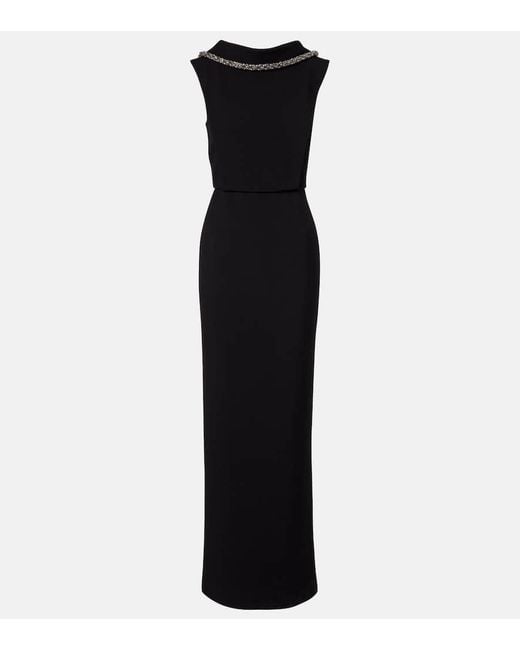 Roland Mouret Black Verzierte Robe Aus Crepe