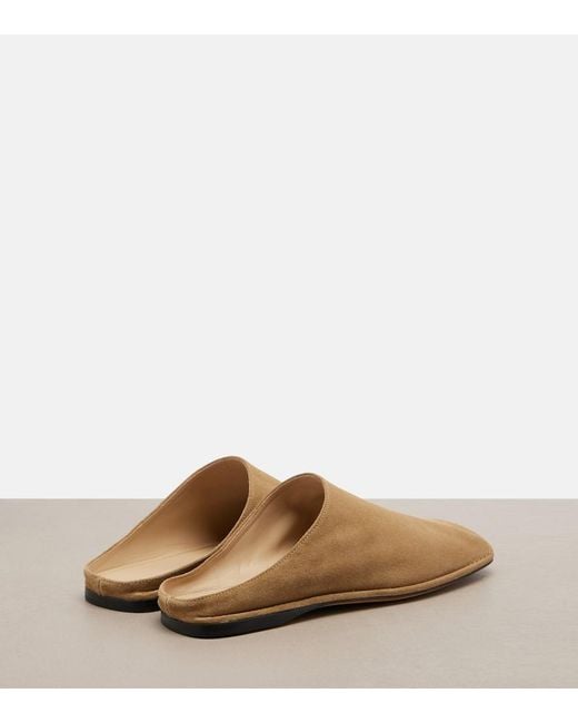 The Row Natural Piper Suede Mules