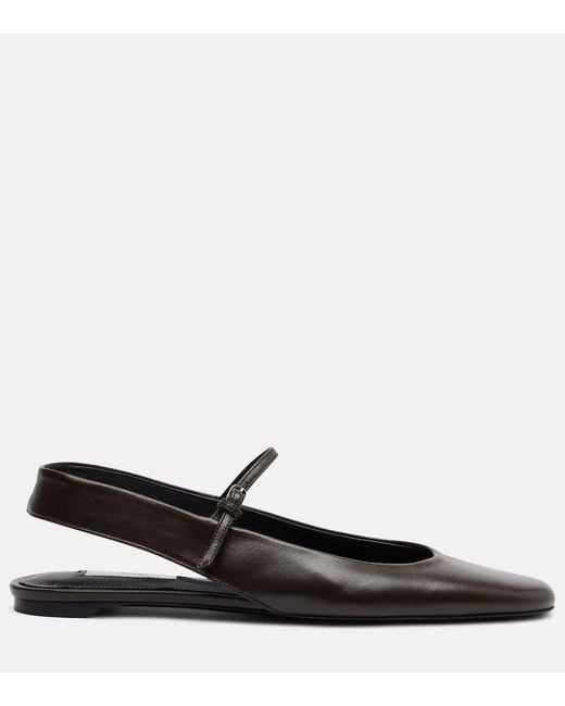 Totême Black Leather Mary Jane Flats