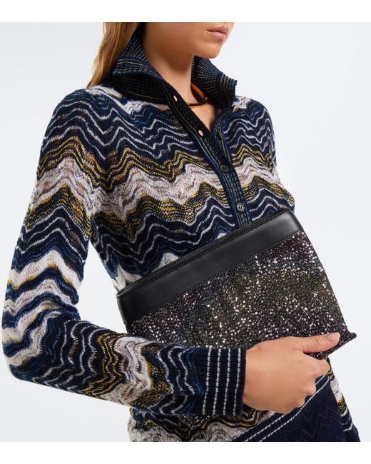Missoni Black Sequined Leather-Trimmed Clutch