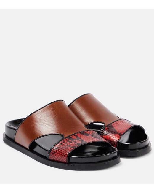 Dries Van Noten Brown Leather Slides