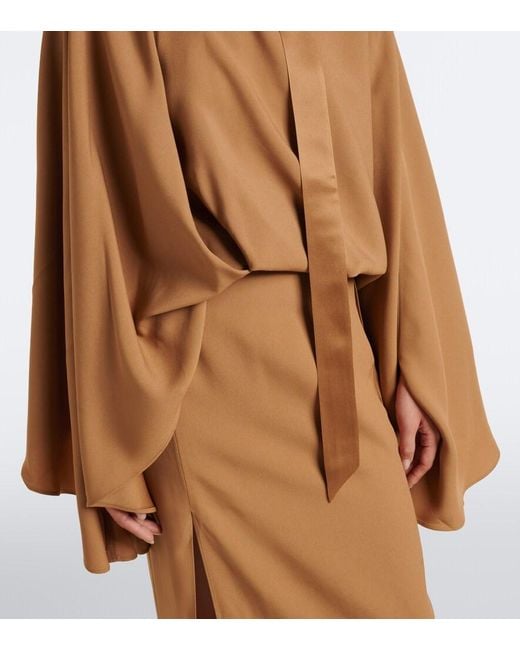 Taller Marmo Natural Brooks Scarf-Detail Crepe Cady Maxi Dress