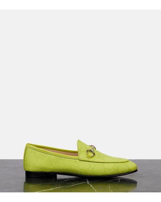 Gucci Yellow Jordaan Gg Canvas Loafers