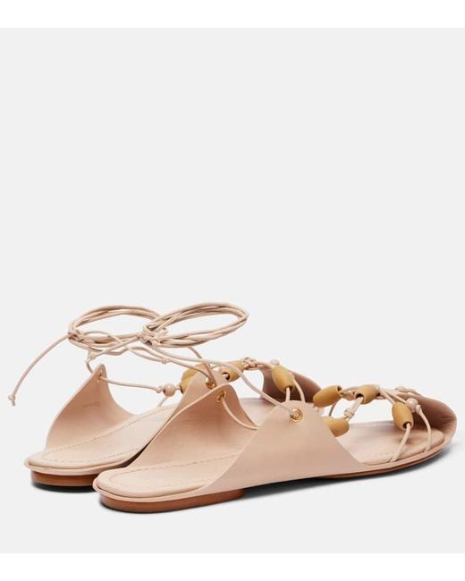 Sandales En Cuir A Perles Farm Rio en coloris Pink