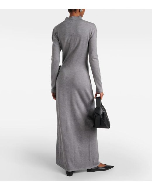 Vestido largo de lana, seda y cachemir Magda Butrym de color Gray