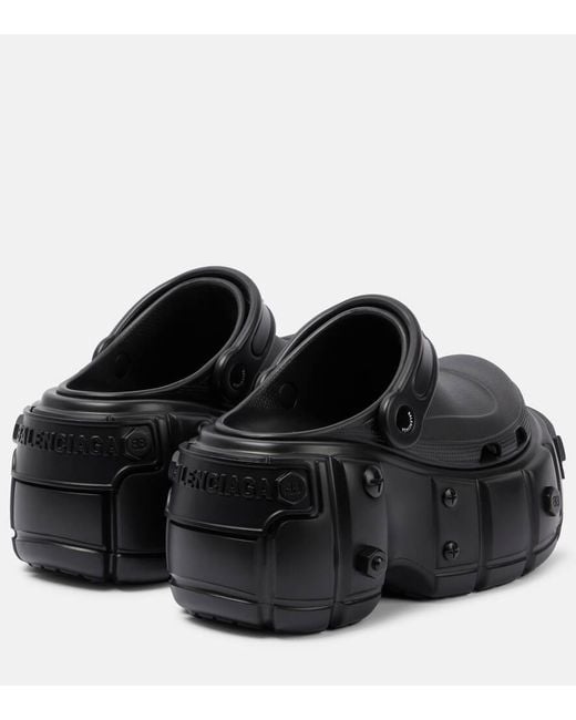 Balenciaga X Crocs Hardcrocs Platform Slides in Black | Lyst