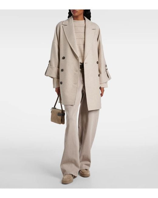 Brunello Cucinelli Natural Oversized Wool Coat