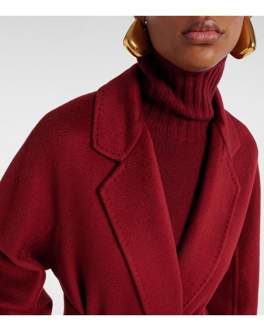 Max Mara Red Ludmilla Cashmere Wrap Coat