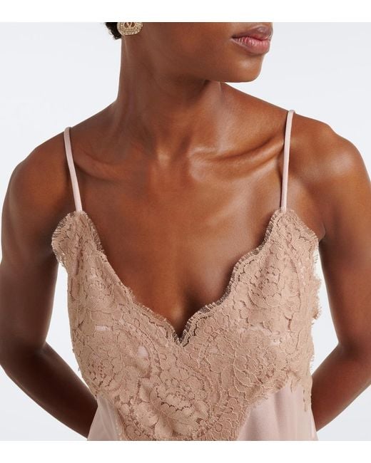 Valentino Pink Lace-Trimmed Cady Camisole