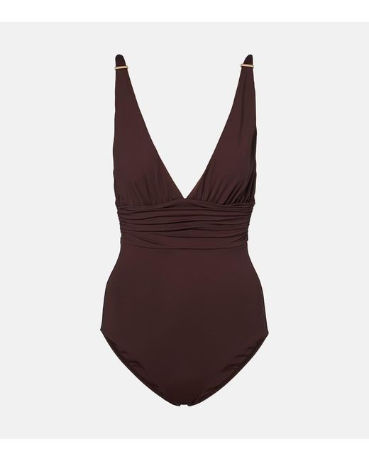 Melissa Odabash Purple Panarea Ruched Swimsuit