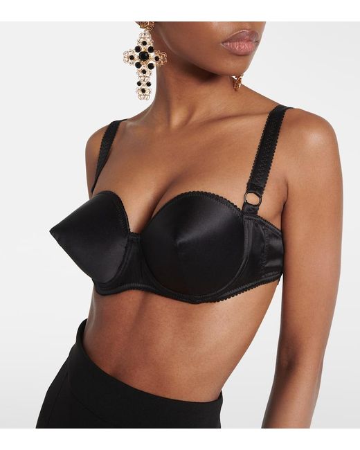 Dolce & Gabbana Silk-Blend Satin Bra Top in Black | Lyst Canada