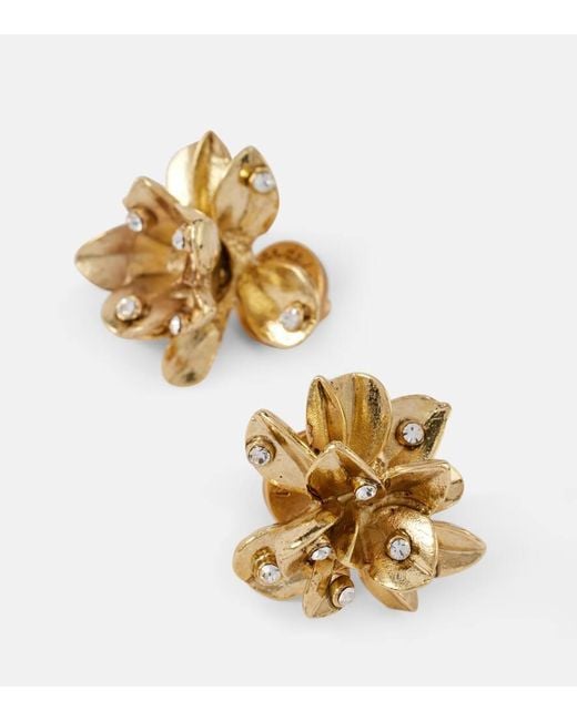 Orecchini Flower di Oscar de la Renta in Metallic