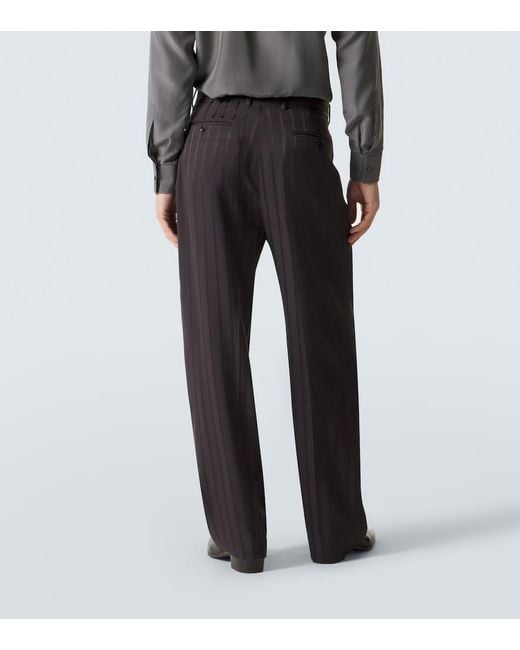 Tom Ford Blue Striped Jacquard Straight Pants for men