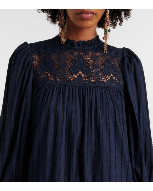 Ulla Johnson Blue Lace And Cotton Minidress
