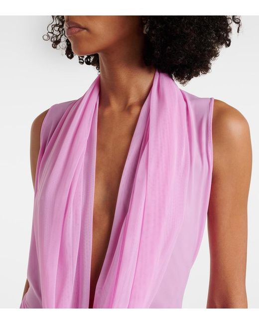 Abito Lungo Con Mesh di David Koma in Pink