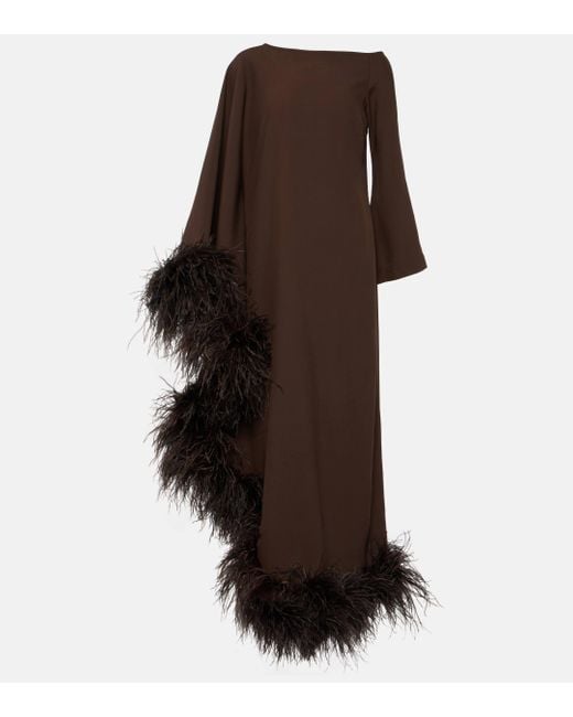 Robe longue Ubud Extravaganza a plumes ‎Taller Marmo en coloris Brown