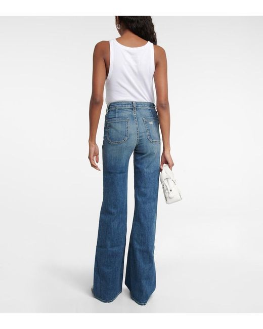 Nili Lotan Blue Florence High-Rise Flared Jeans